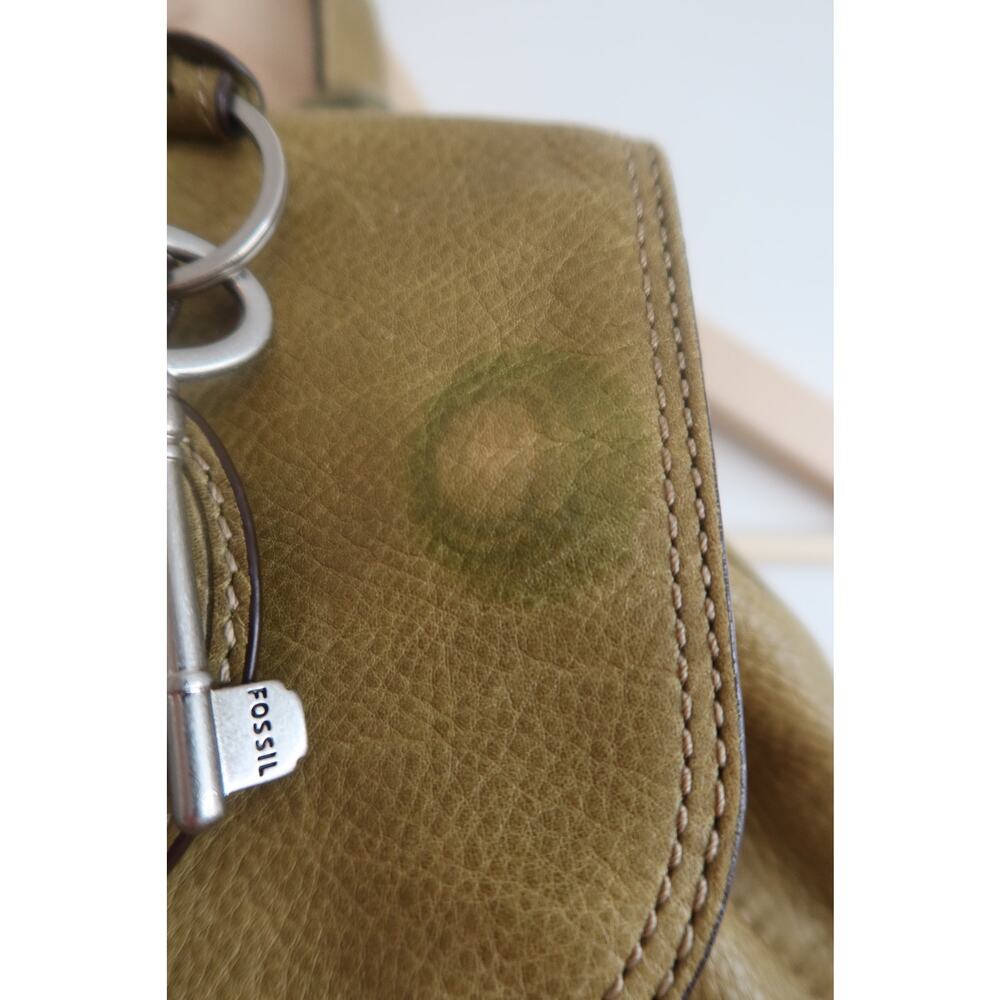 Fossil Green Leather Drawstring Backpack With Fos… - image 2